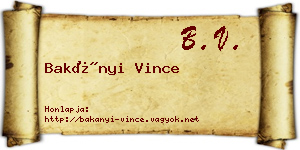 Bakányi Vince névjegykártya